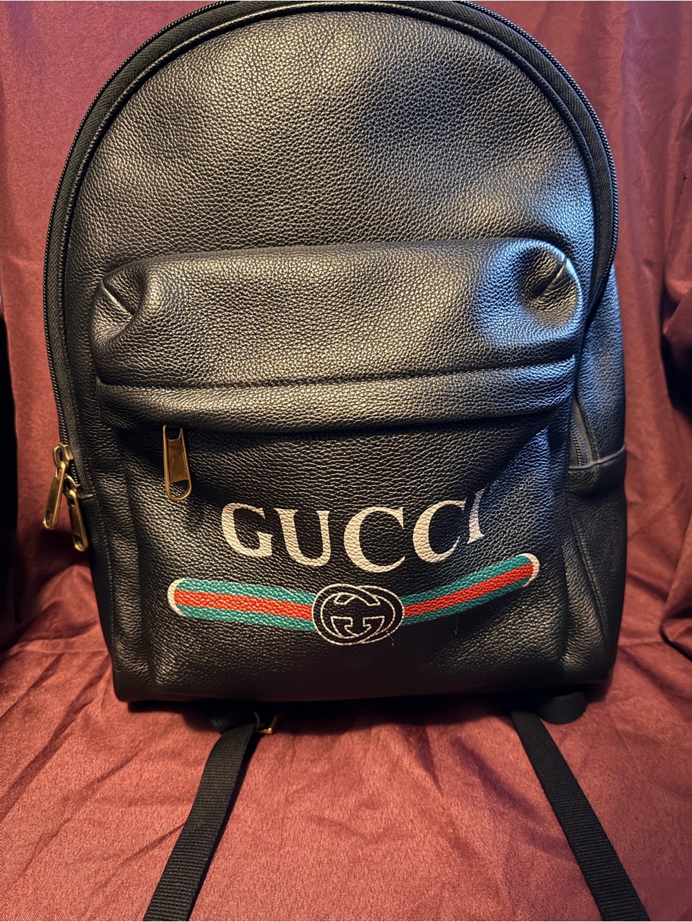 Authentic Gucci Leather Backpack. Digital COA in photos